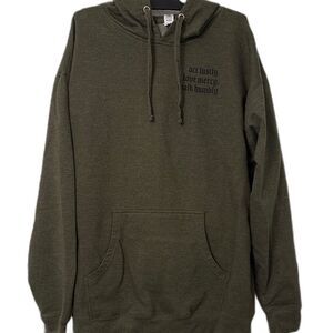 Independent Trading Green Pullover Hoodie with Ribbed Cuffs Size XL